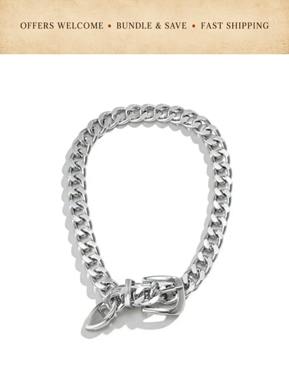 Chunky Chain Necklace 18in Sterling Silver Cable Lobster Clasp